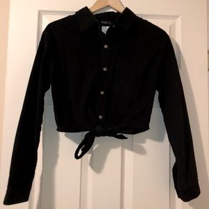 Cropped Corduroy tie shirt
